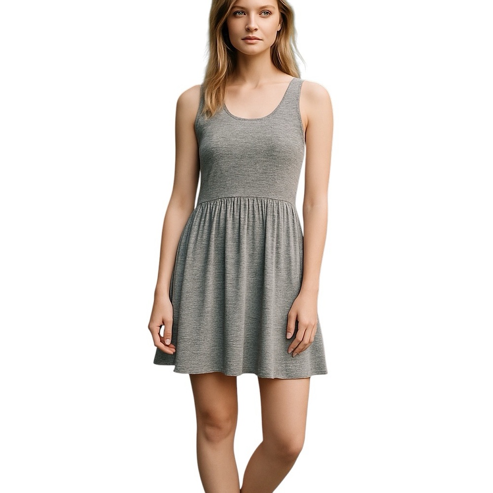 EVER NEW Silver Gray‎ Sleeveless Lady Dress Summer Wear Crossed Back Zipped sz 4